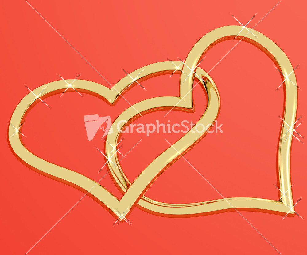 Gold Heart Shaped Rings Representing Love And Romance