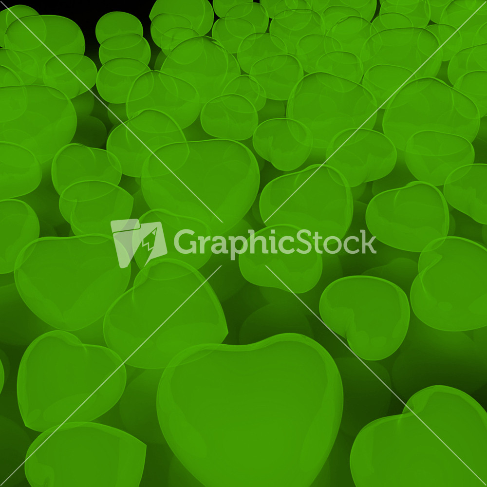 Green Heart Balloons Background