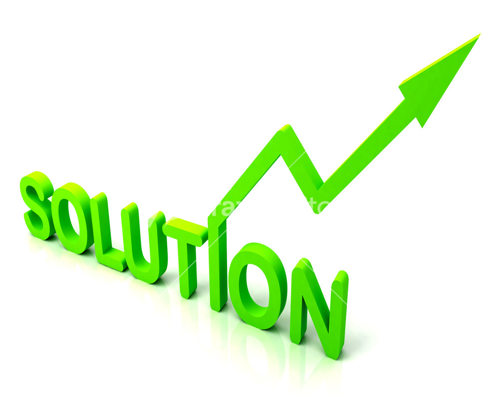 Green Solution Word Shows Success And Strategy