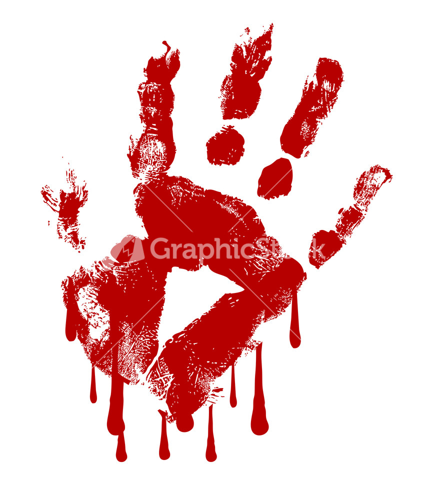 Hand Print Blood Dripping Vector