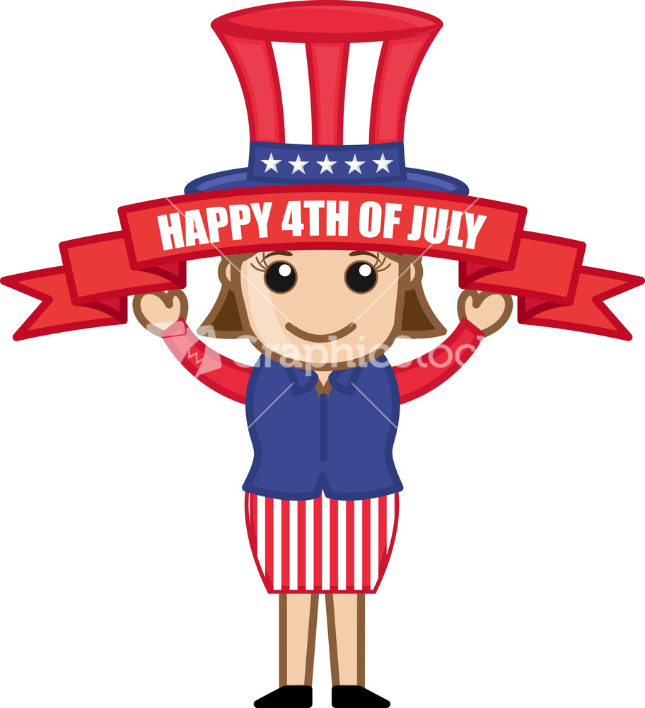 Happy 4th Of July - Cartoon Business Characters Stock Image
