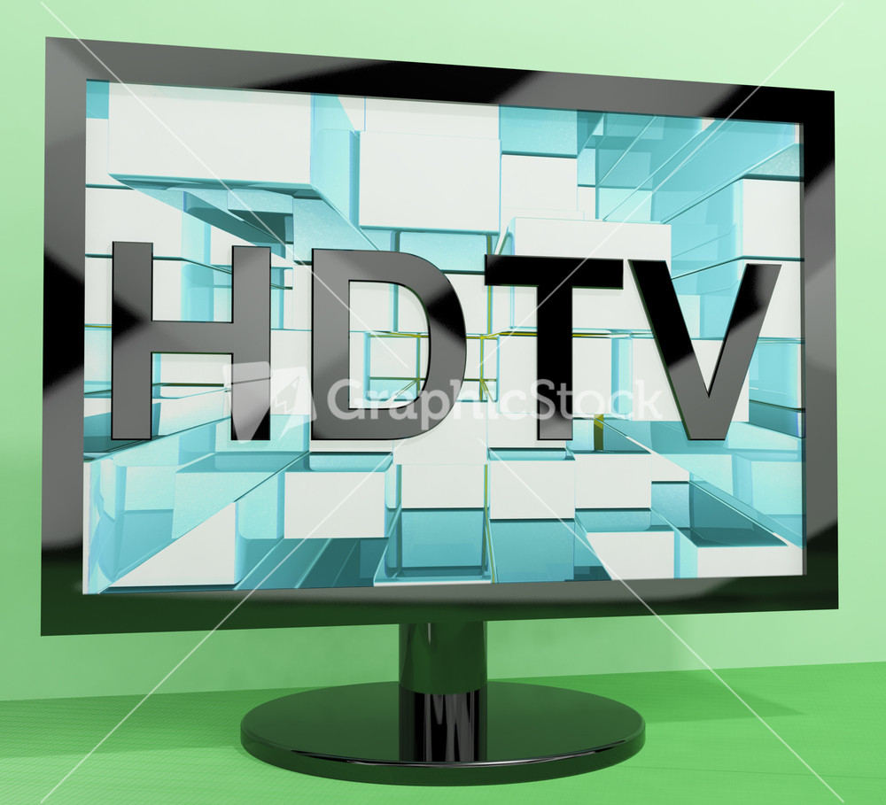 Hdtv Monitor Representing High Definition Television Or Tv