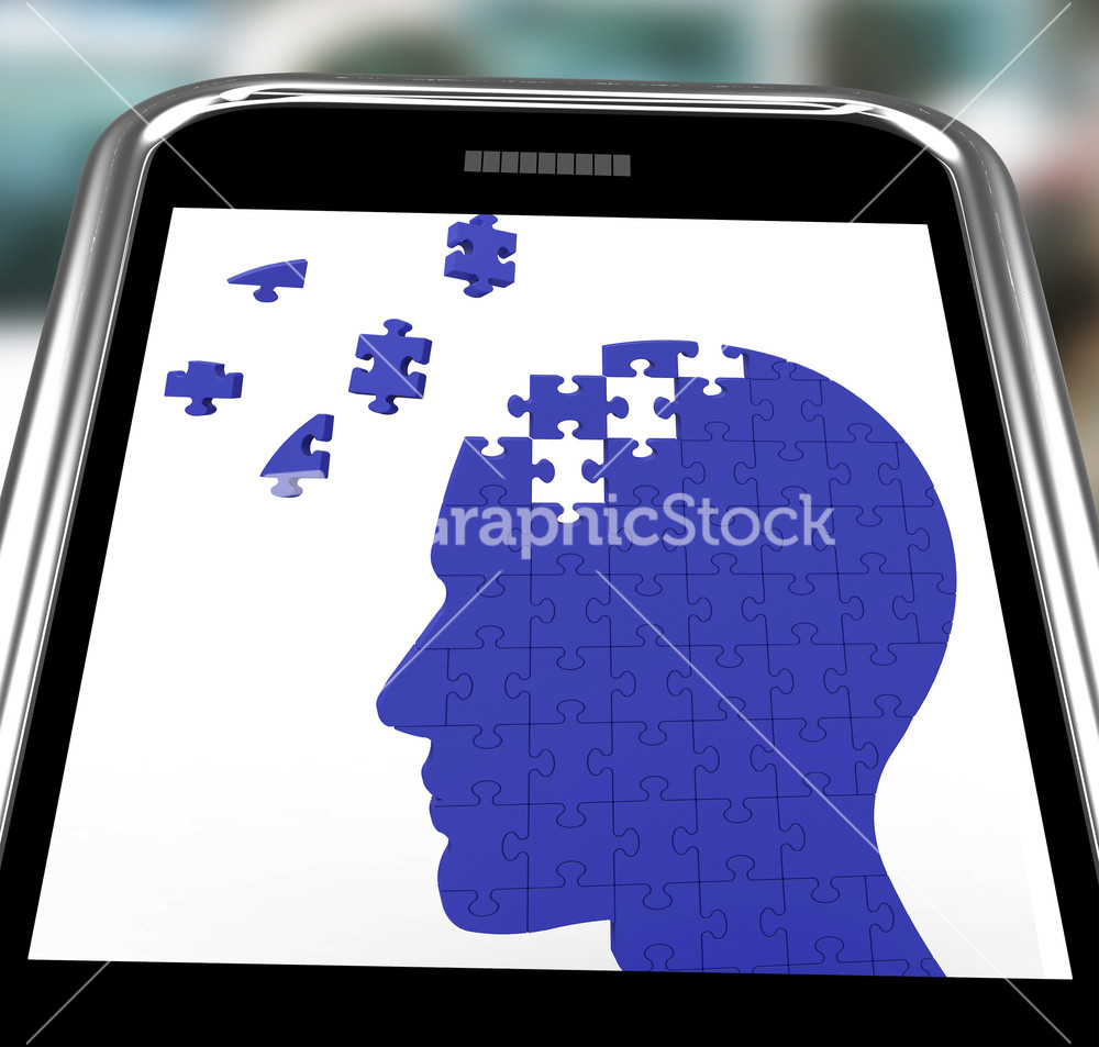 Head Puzzle On Smartphone Shows Smartness