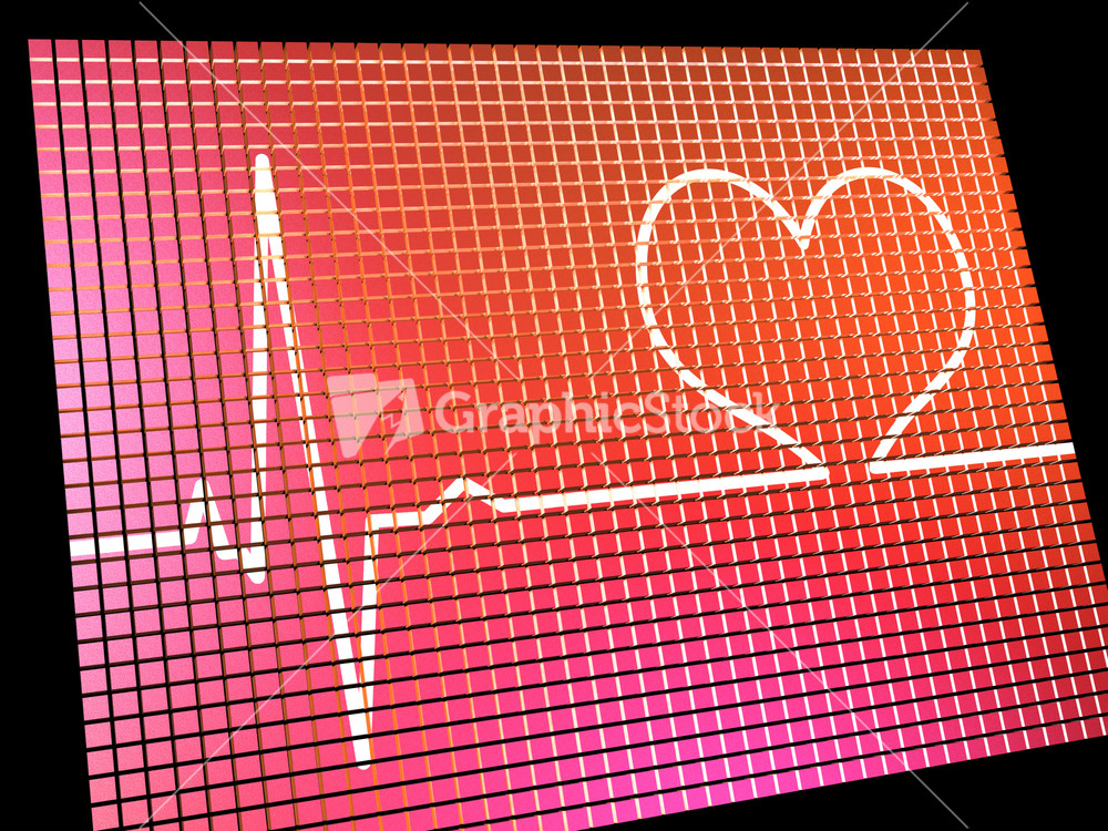 Heart Rate Display Monitor Showing Cardiac And Coronary Health