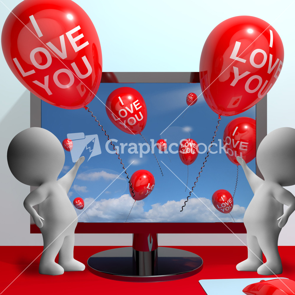 I Love You Balloons Shows Love And Online Dating