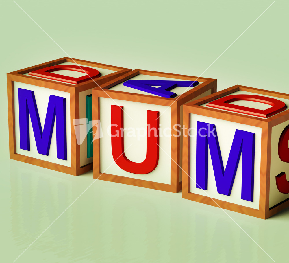 Kids Blocks Spelling Mum As Symbol For Motherhood And Parenting