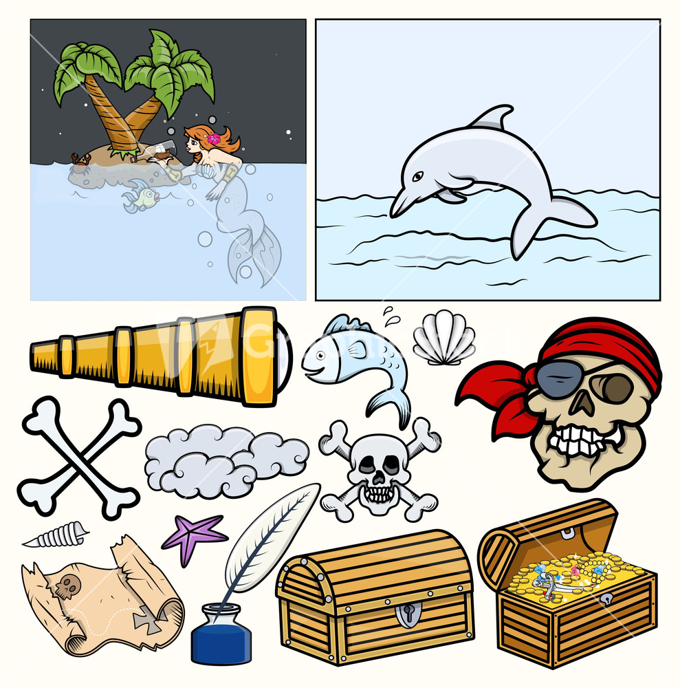 Kids Cartoon - Treasure Hunt Stock Image