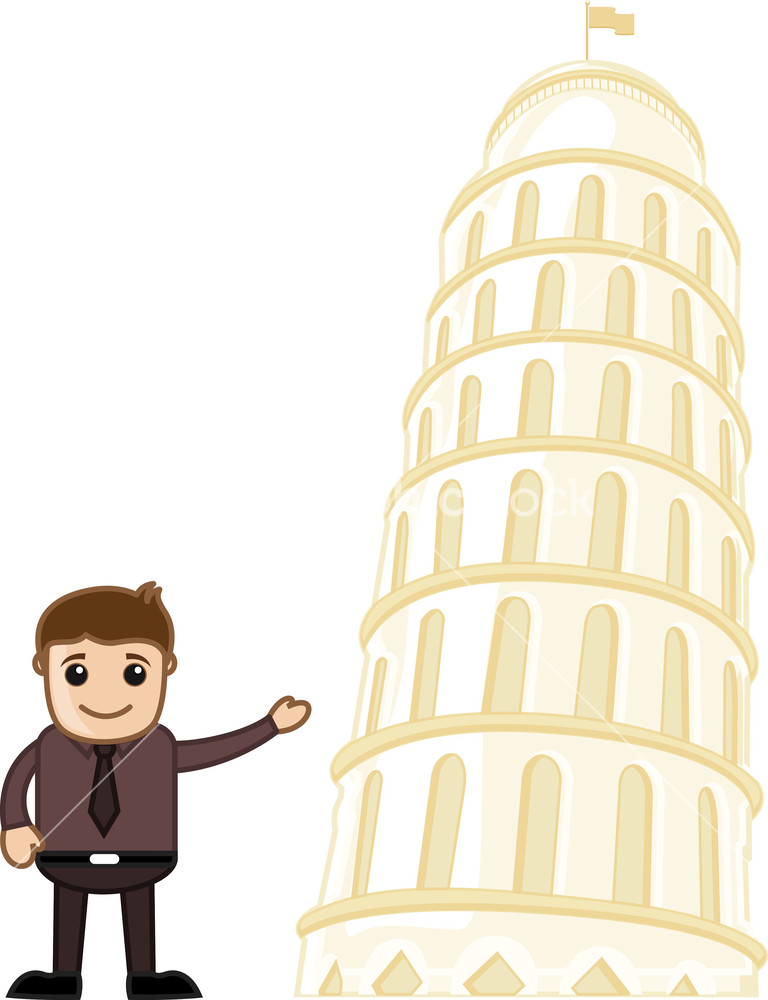 Leaning Tower Of Pisa Cartoon Vector Stock Image