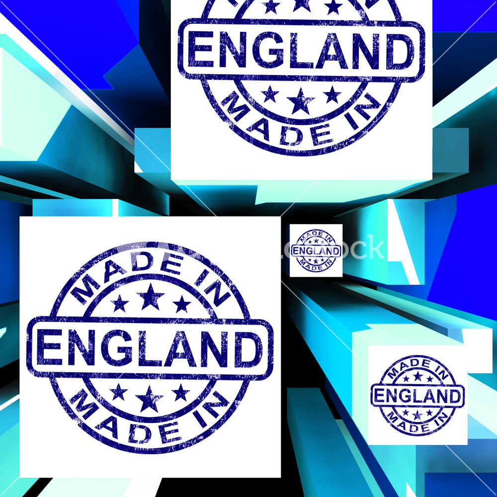 Made In England On Cubes Shows English Production