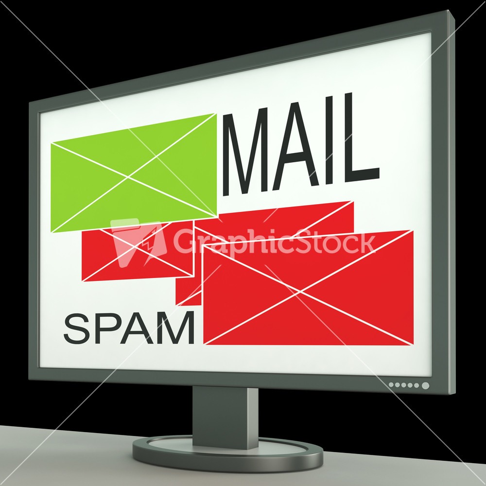 Mail And Spam Envelopes On Monitor Showing Rejected