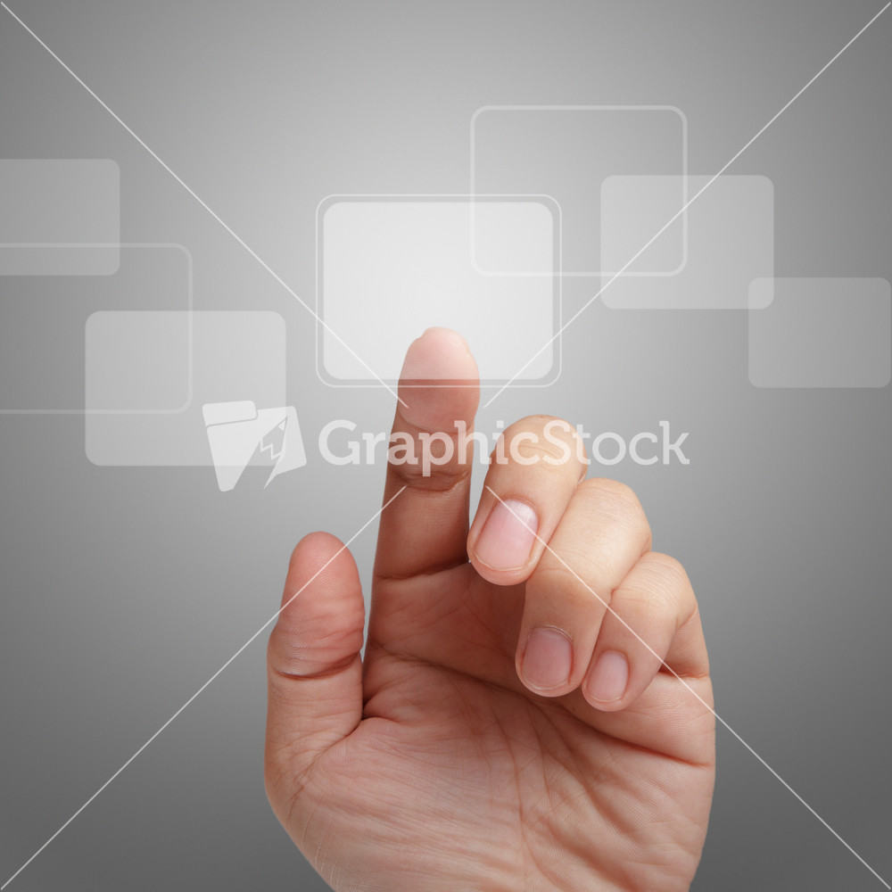 Male Hand Point On Touch Screen Interface