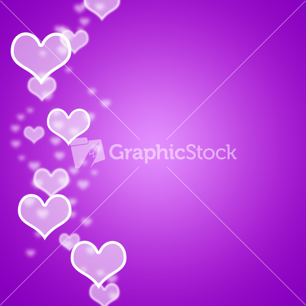 Mauve Hearts Bokeh Background With Blank Copyspace Showing Love And Romance
