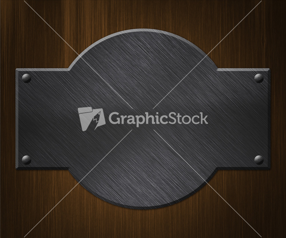 Metal Plate On Wood Background