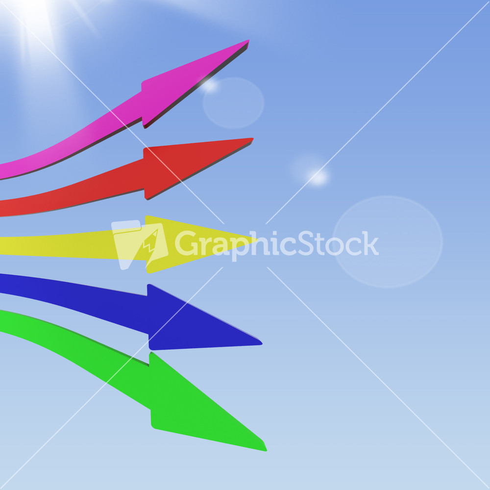 Multicolored Group Of Arrows In The Sky Showing Teamwork
