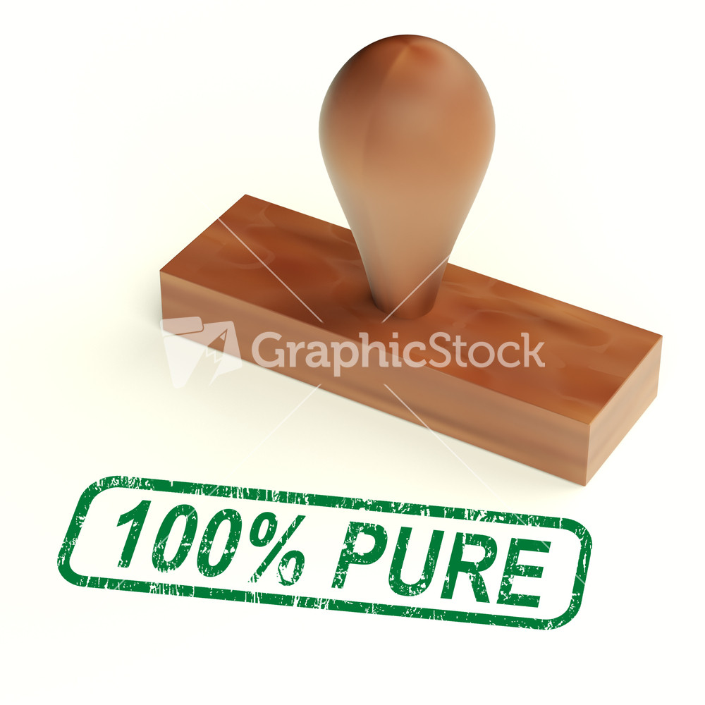 One Hundred Percent Pure Stamp Shows Genuine Or Natural