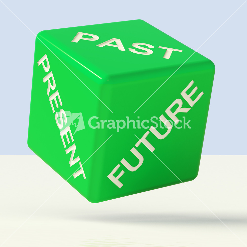 Past Present Future Dice Showing Evolution And Aging
