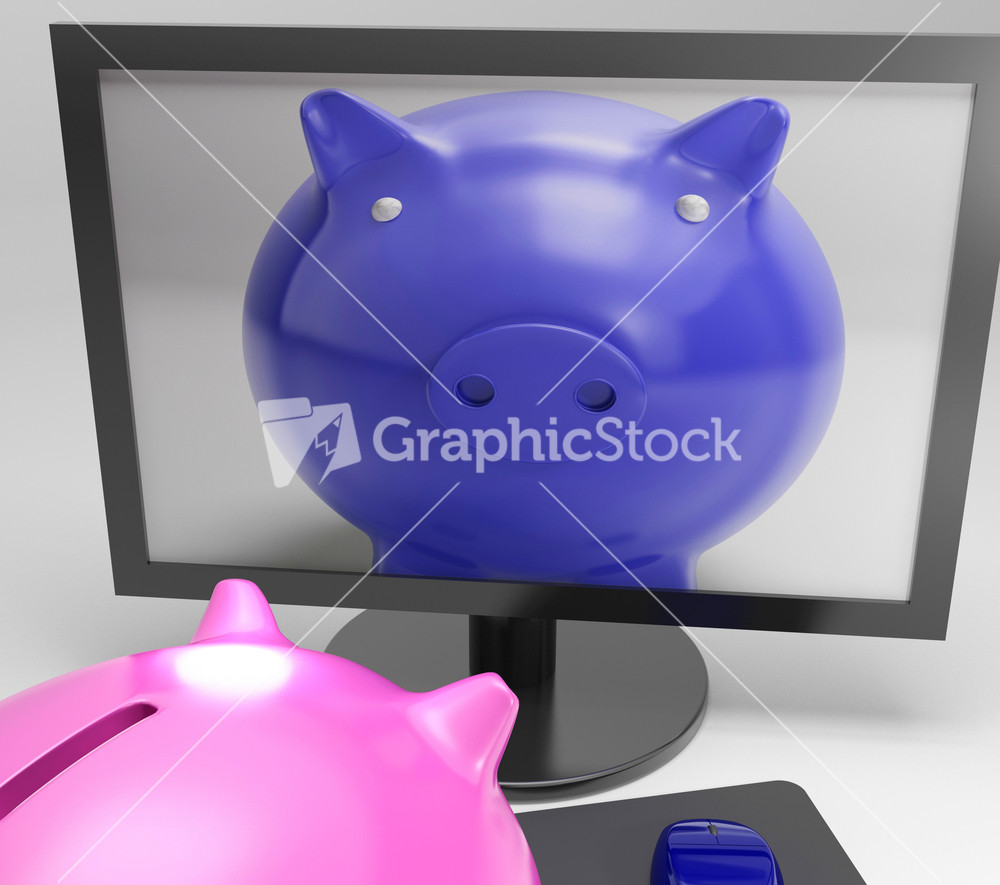 Piggy On Screen Shows Digital Savings Media