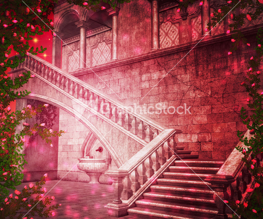 Pink Castle Interior Fantasy Backdrop