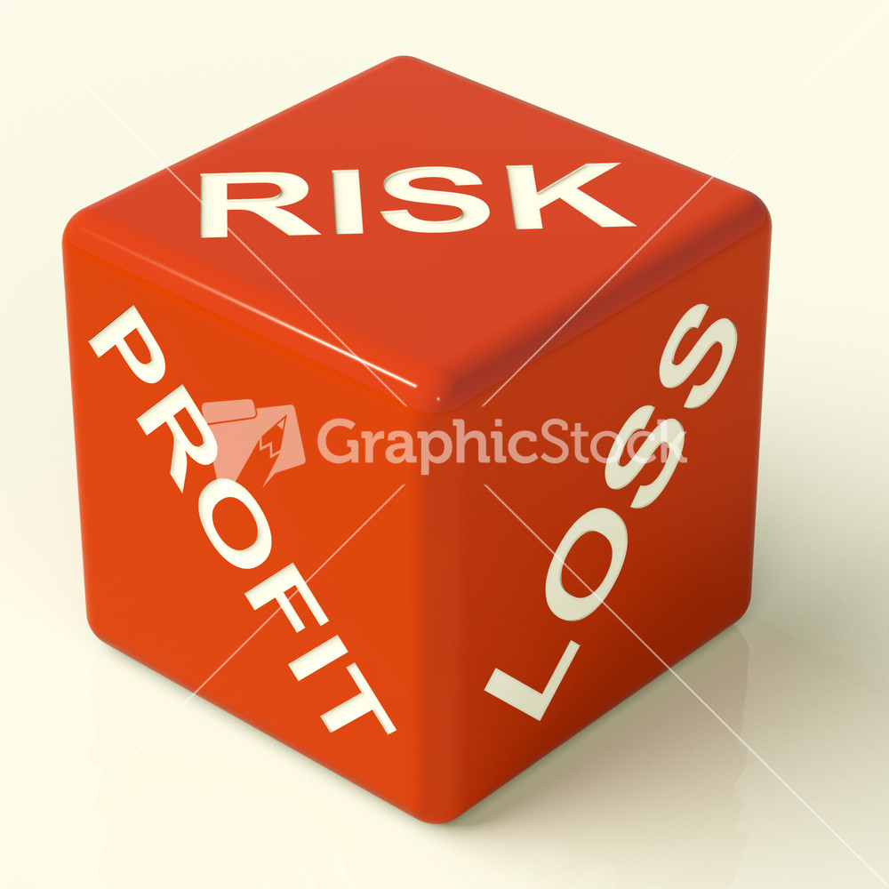 Profit Loss And Risks Dice Showing Market Uncertainty
