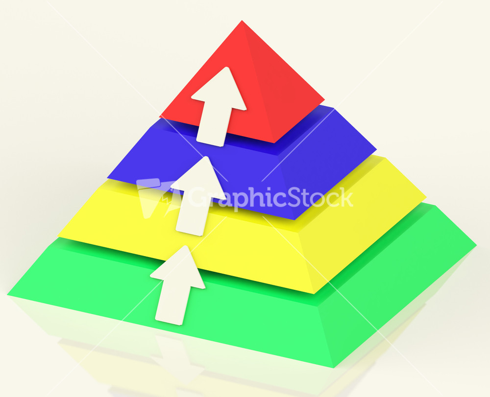 Pyramid With Up Arrows Showing Growth Or Progress