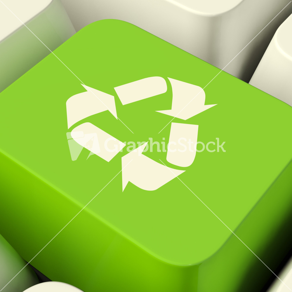 Recycle Computer Key In Green Showing Recycling And Eco Friendly