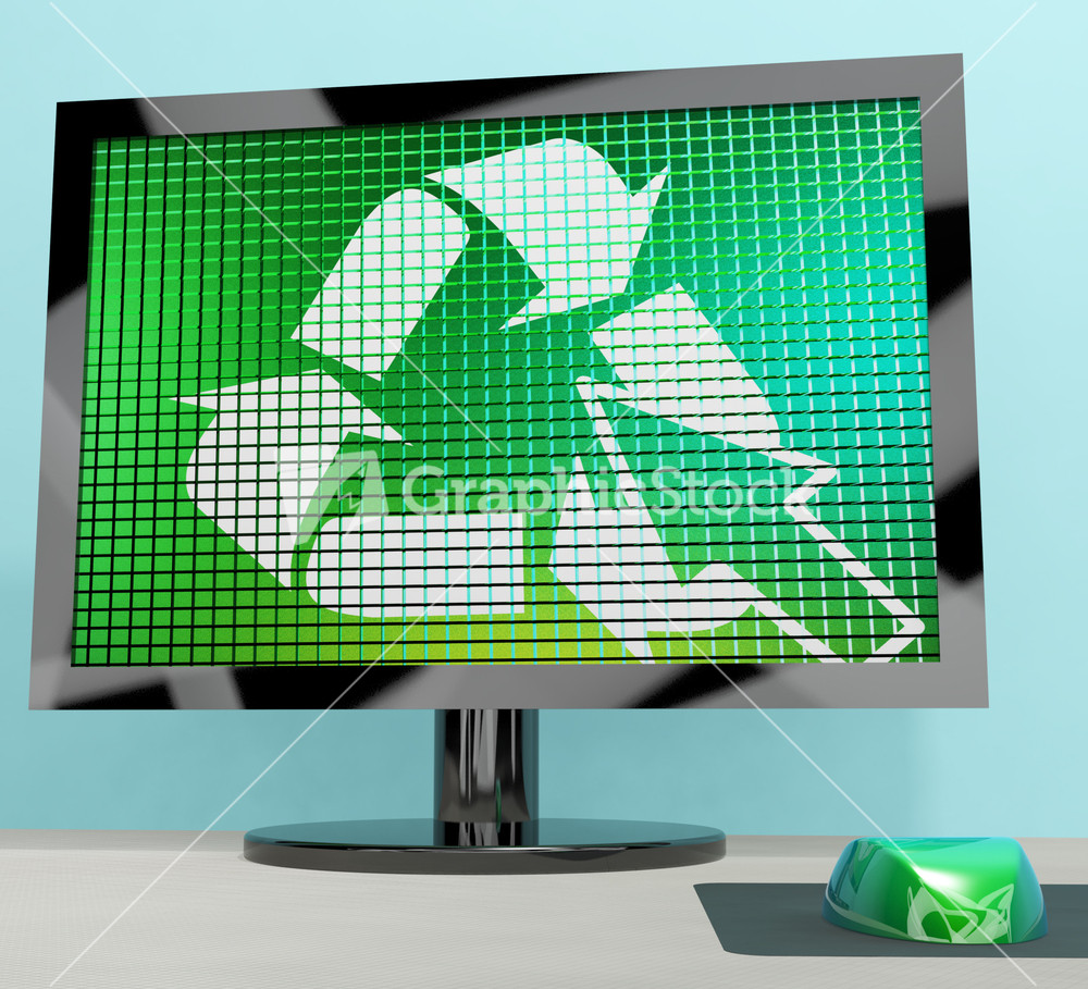 Recycle Icon Computer Screen Showing Recycling And Eco Friendly