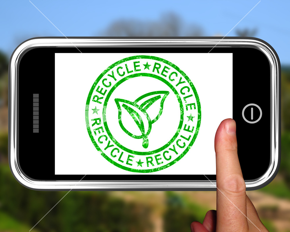 Recycle On Smartphone Shows Environmental Care