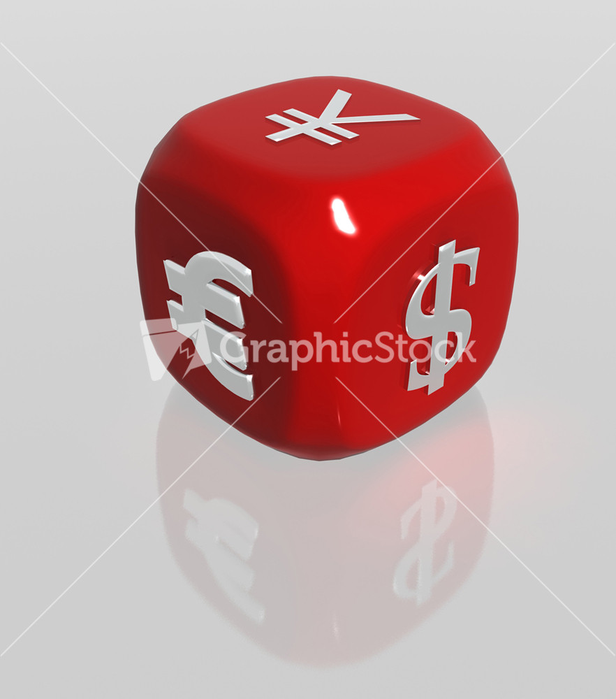 Red Currency Symbols Dice