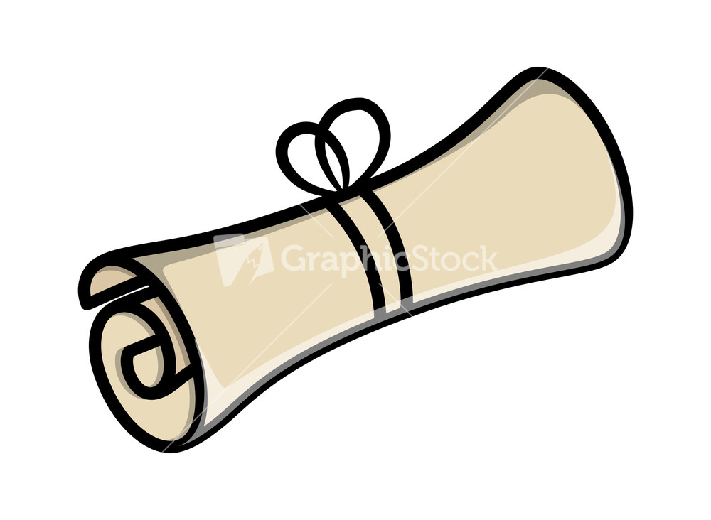Rolled Scroll Parchment Message - Vector Cartoon Illustration