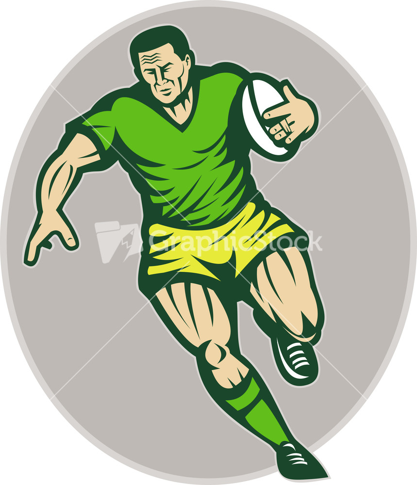Rugby Player Running With Ball
