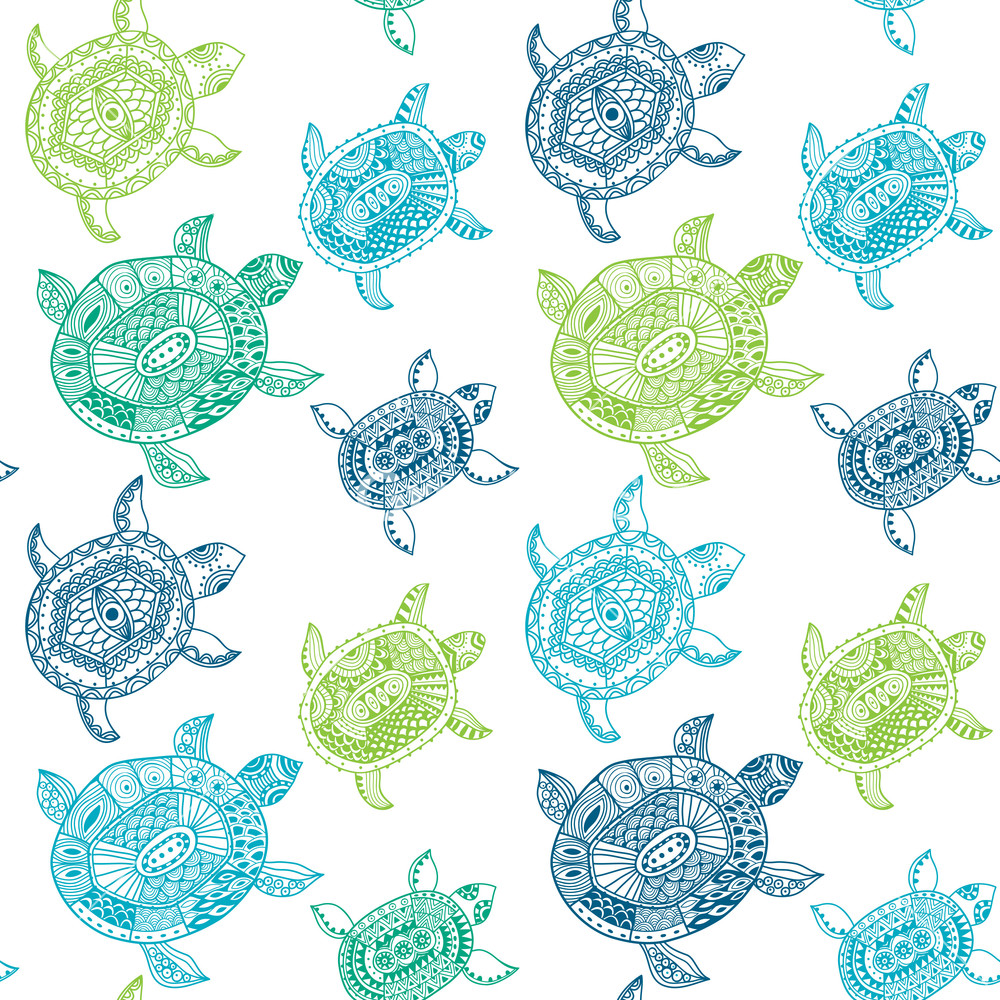 Seamless Pattern With Turtles. Seamless Pattern Can Be Used For Wallpaper