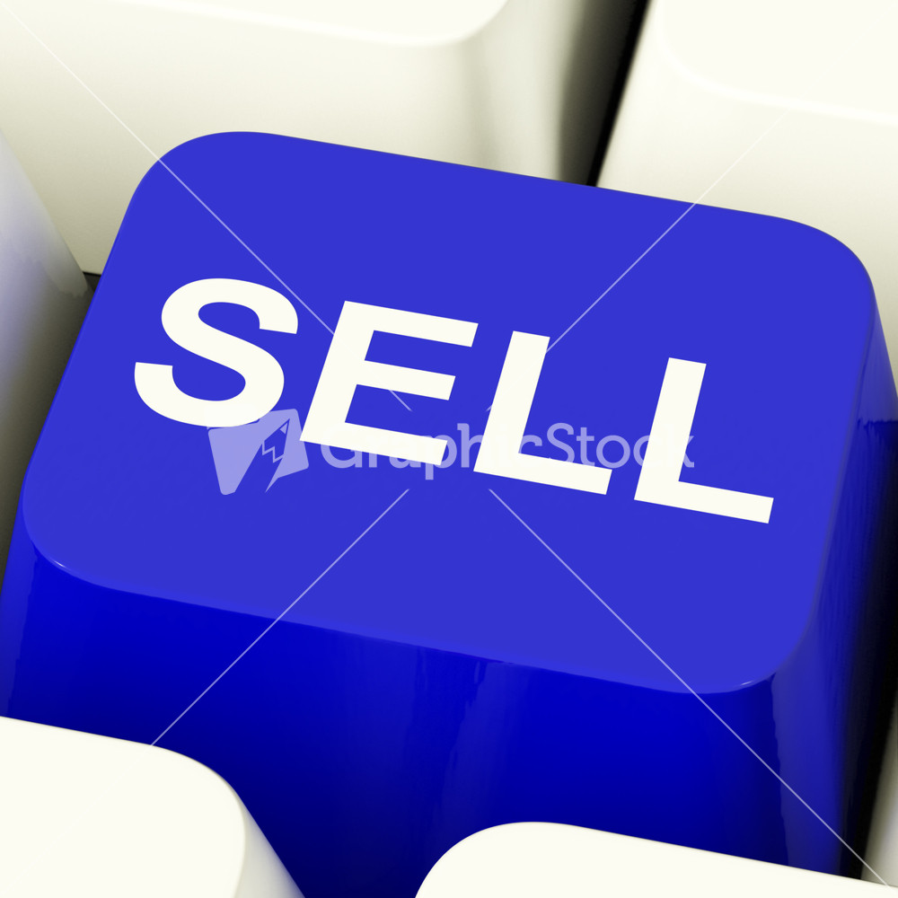 Sell Computer Key In Blue Showing Sales And Business