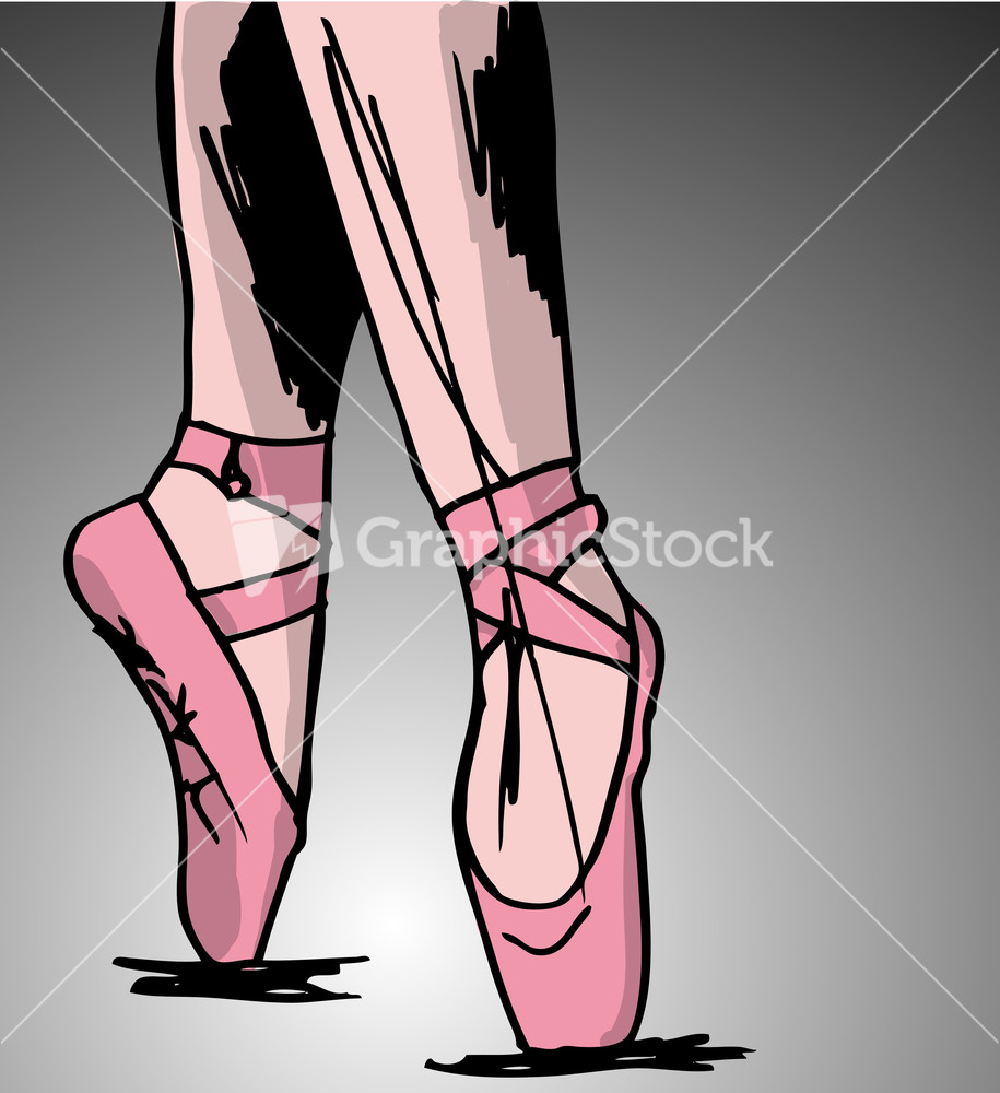 Sketch Of Ballet Dancer's Feet. Vector Illustration