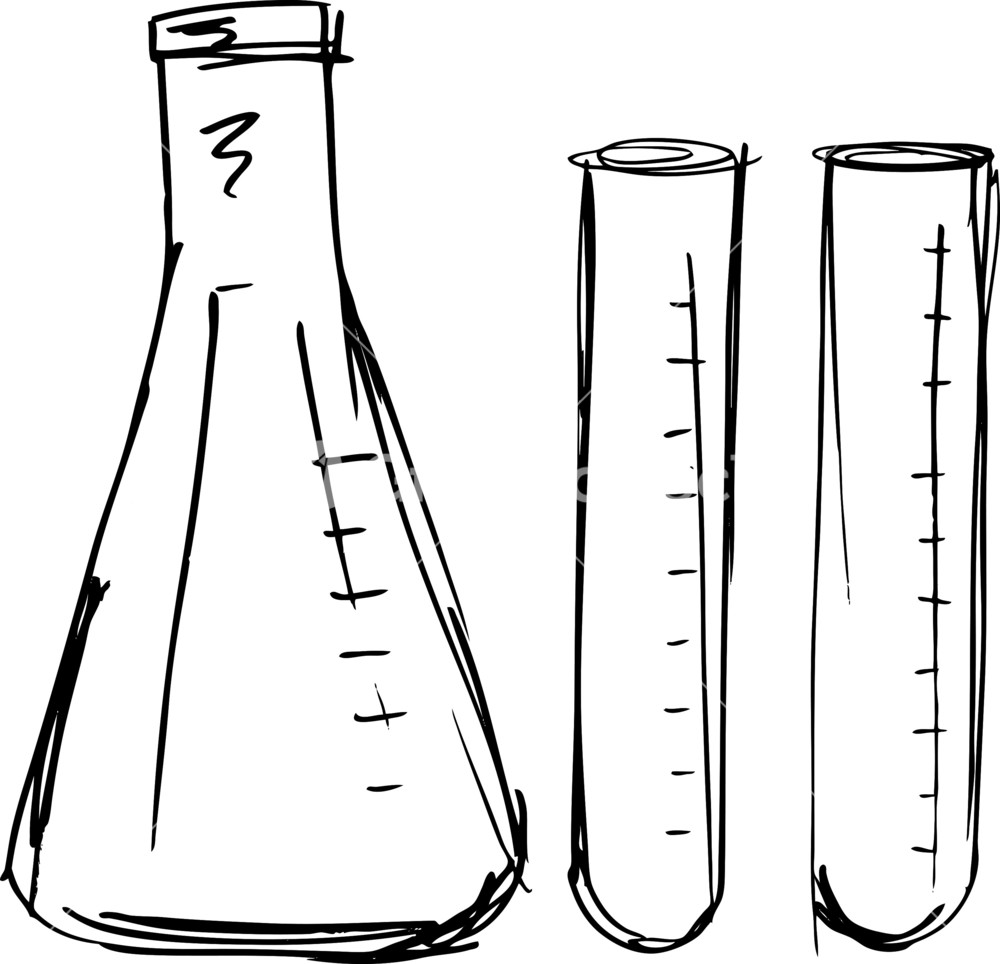 Sketch Of Test Tube. Vector Illustration Stock Image