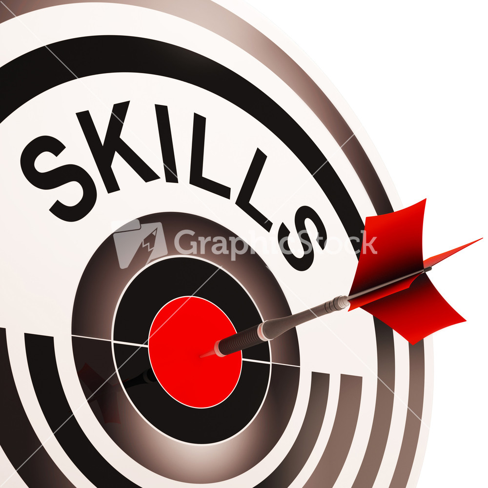 Skills Target Shows Aptitude, Competence And Abilities Stock Image