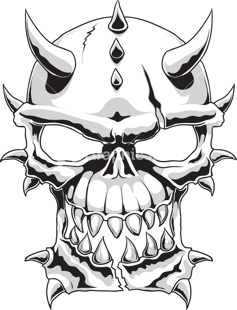 Skull Vector Element With Horns