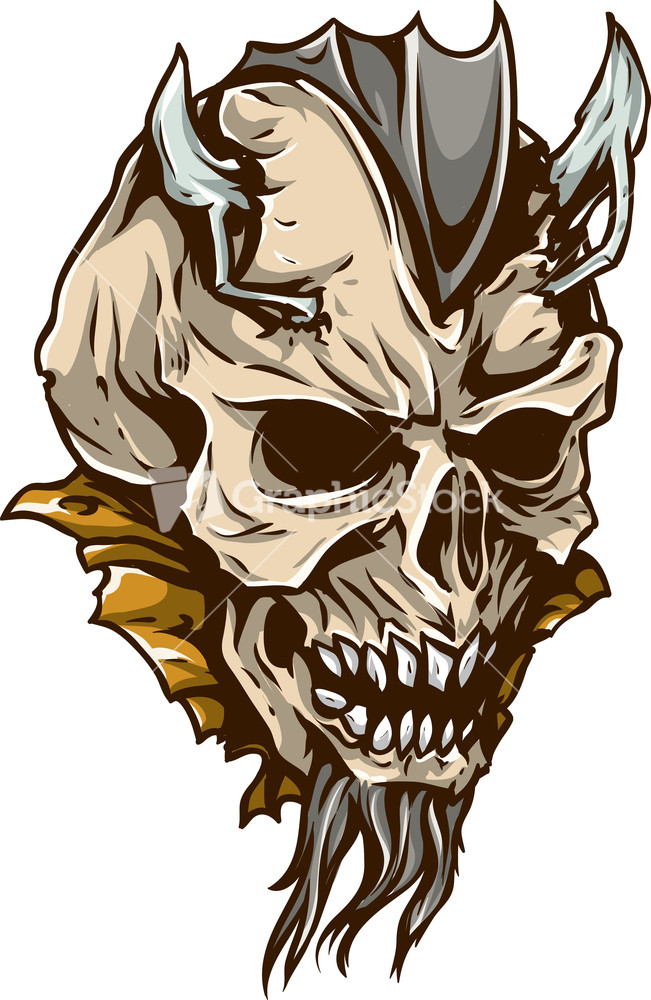 Skull Vector Element With Horns