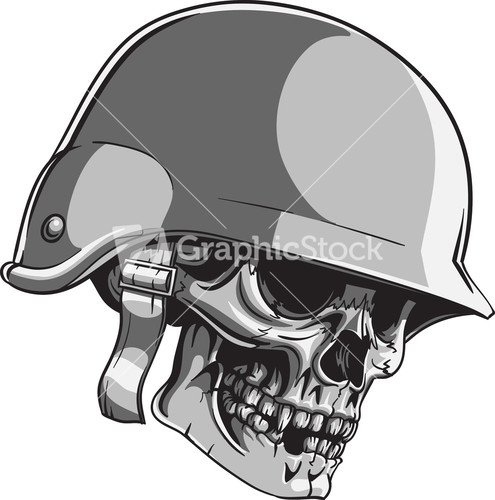 Skull Vector Element Wih Soldier Helmet