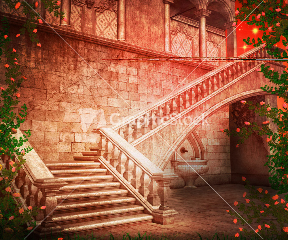 Stairs Castle Fantasy Backdrop