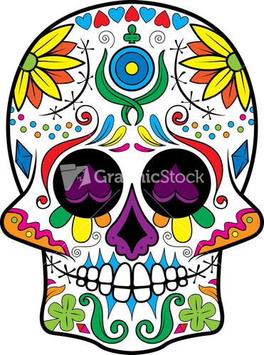 Sugar Skull Vector Element With Flower