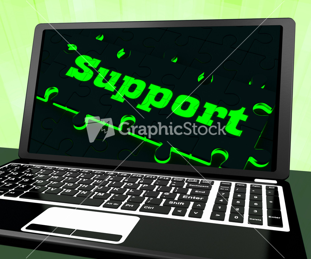 Support On Laptop Shows Online Support
