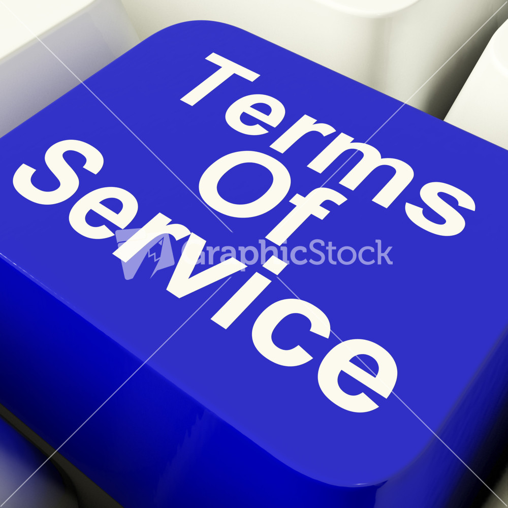 Terms Of Service Computer Key In Blue Showing Website Agreement And Conditions