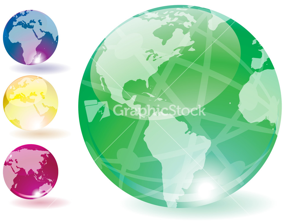 Transparent Globes. Vector Icons.