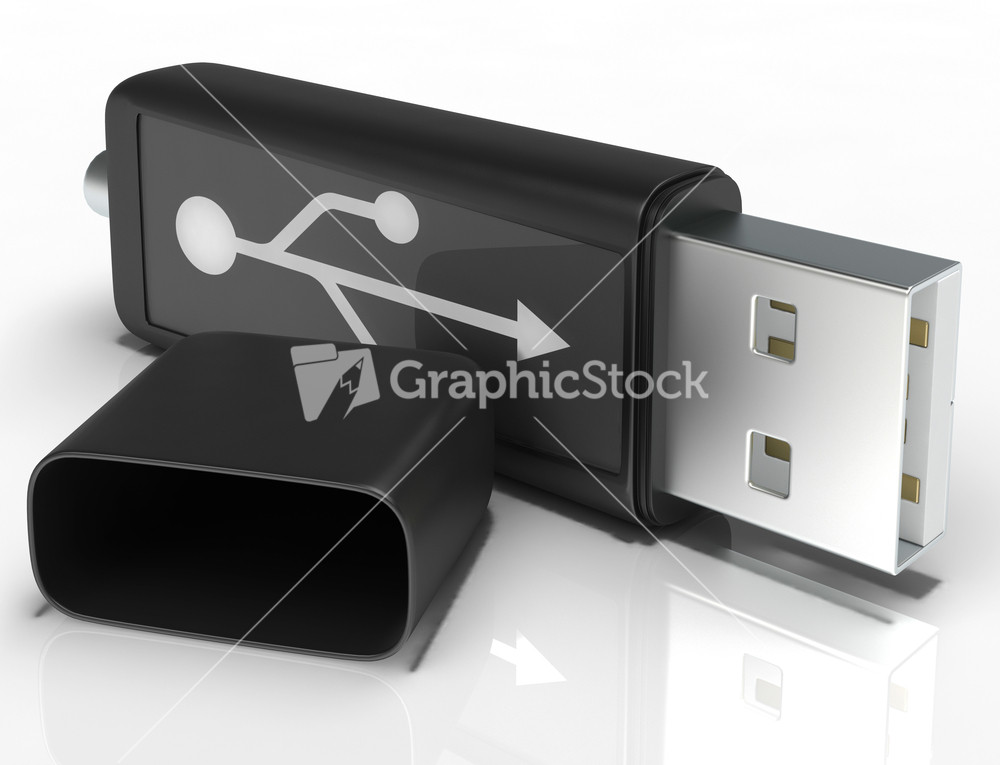 Usb Removable Flash Shows Portable Storage Or Memory