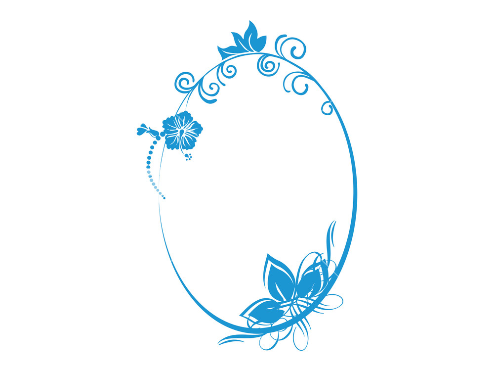 Vector Floral In Blue Oval Frame Theme Stock Image