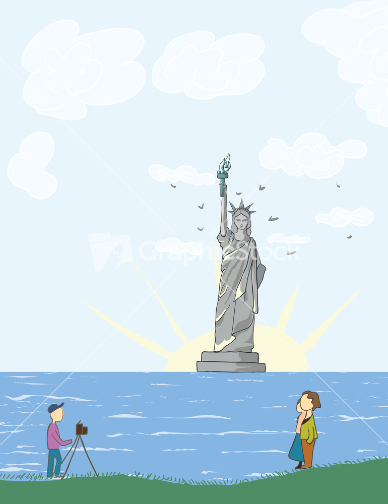 Vector New York Cartoon Background Stock Image