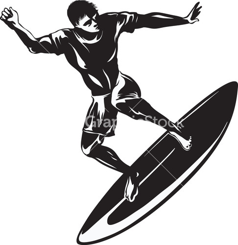 Vector Surfer Silhouette Stock Image