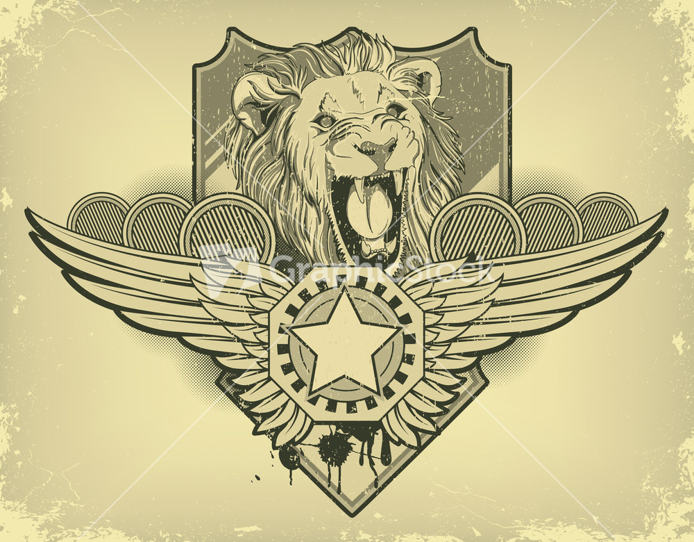 Download Vintage Label With Lion Head Vector Illustration