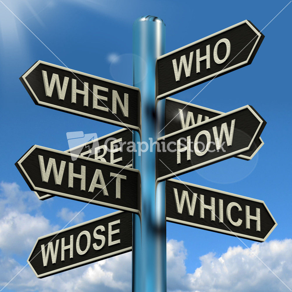 Who What Why When Where Signpost Showing Confusion Brainstorming And Research