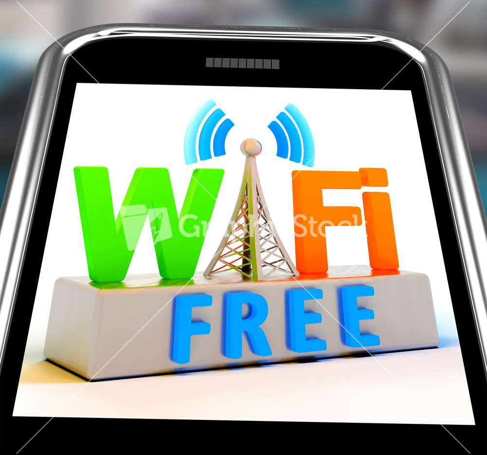 Wifi Free On Smartphone Showing Wifi Broadcasting Area